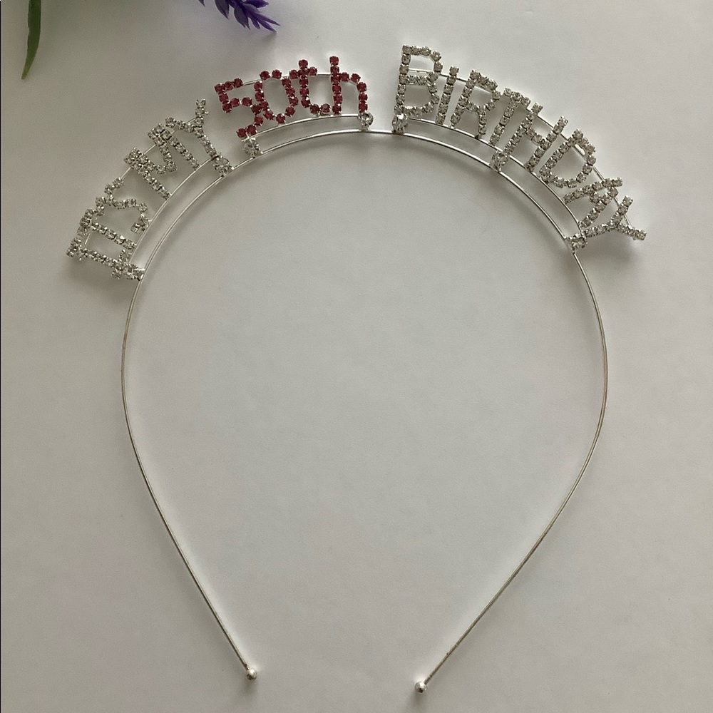 Women’s It’s My 50th Birthday Pink Rhinestone Tiara Headband NEW